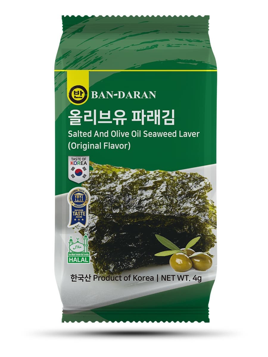 BANDARAN BRAND SALTED AND OLIVE OIL SEAWEED LAVER 4g