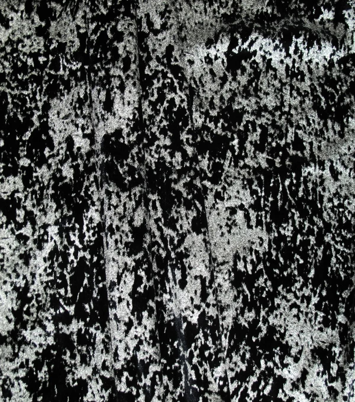 Spandex Velvet with Black _ Silver Distressed Foil Print