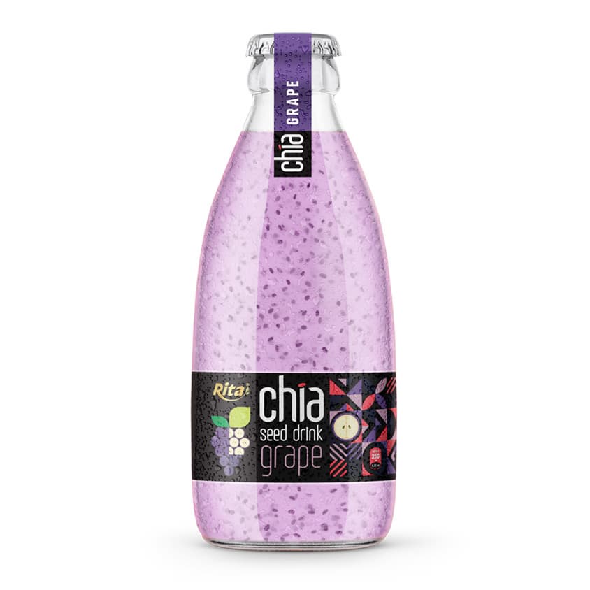 Supplier Chia Seed Drink With Grape Flavor 250ml Glass Bottle