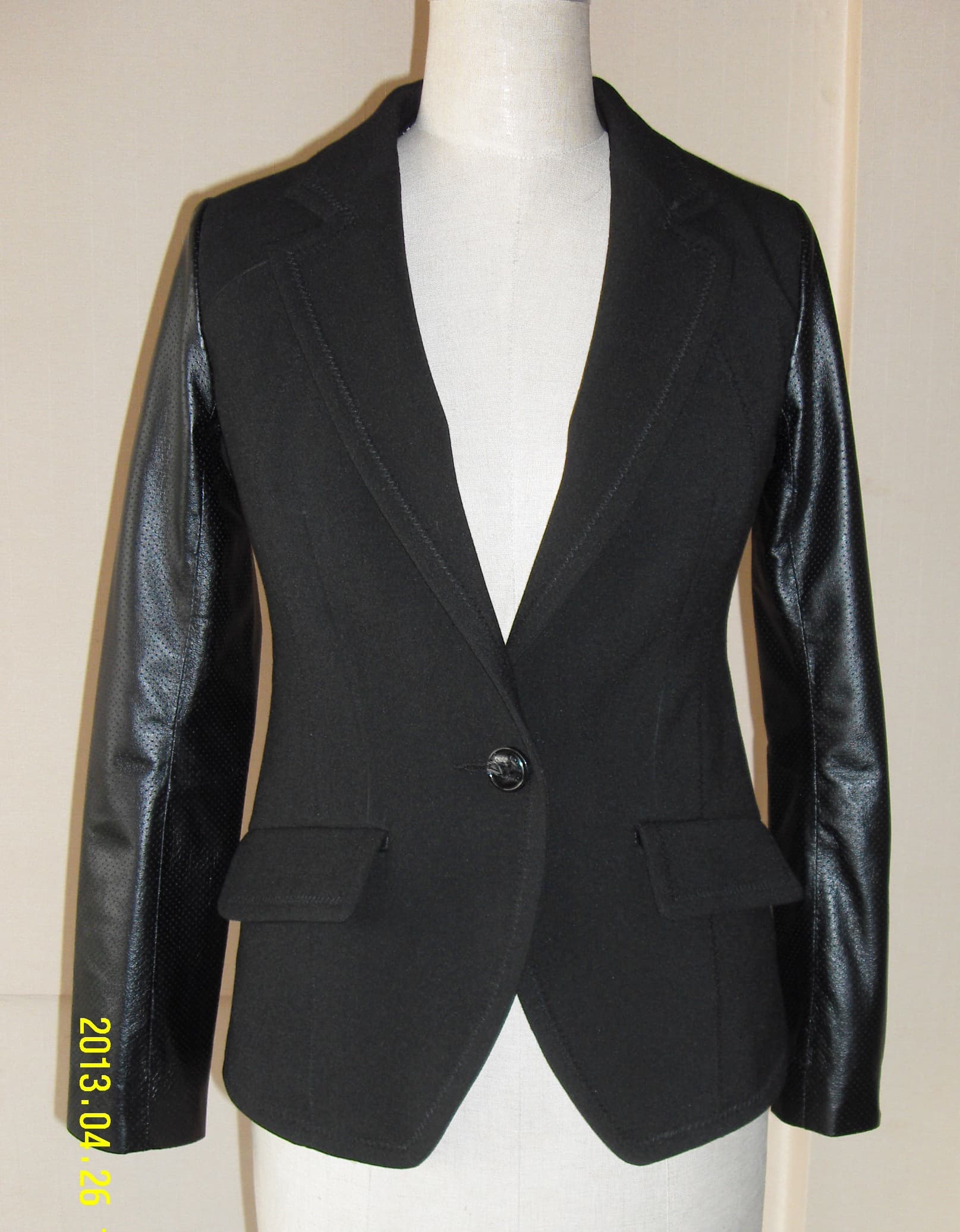 Ladies leather - textile combination jacket