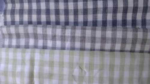 linen flax melange dyed check shirt fabric