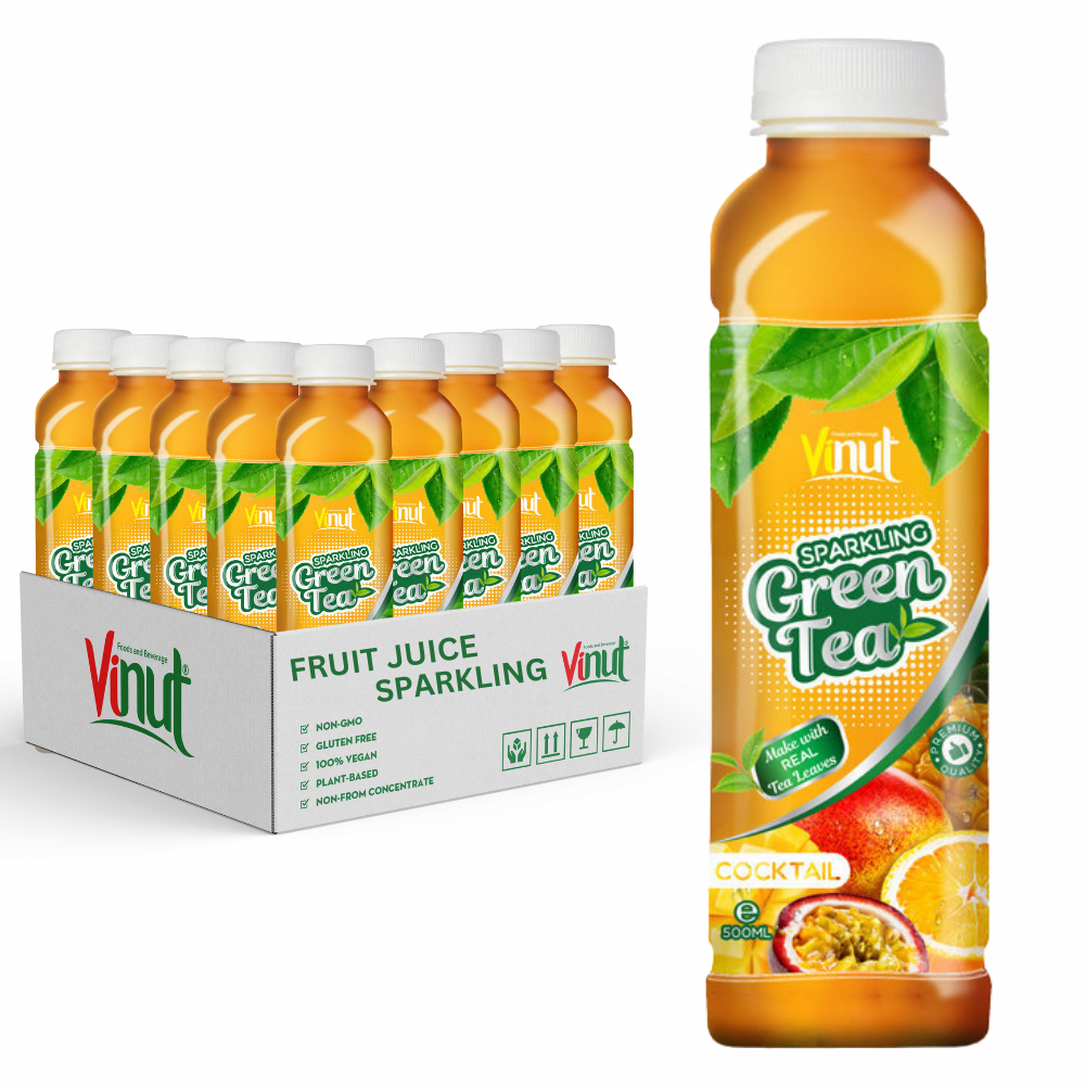 Wholesale Beverage Soft Drink _ 500ml Green Tea Sparkling With Cocktail Flavor Water Bottle Drink