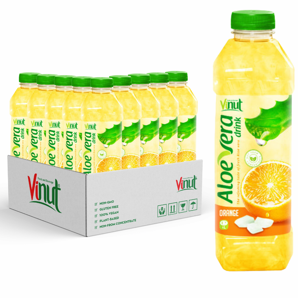 Private Label OEM _ 1 Litter Water Bottle 100_ Pure Aloe Vera Juice Orange