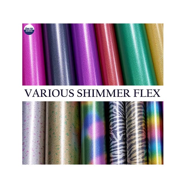 Shimmer Flex Heat Transfer Vinyl on Garment and T_Shirt Elegant Shimmering effects HTV