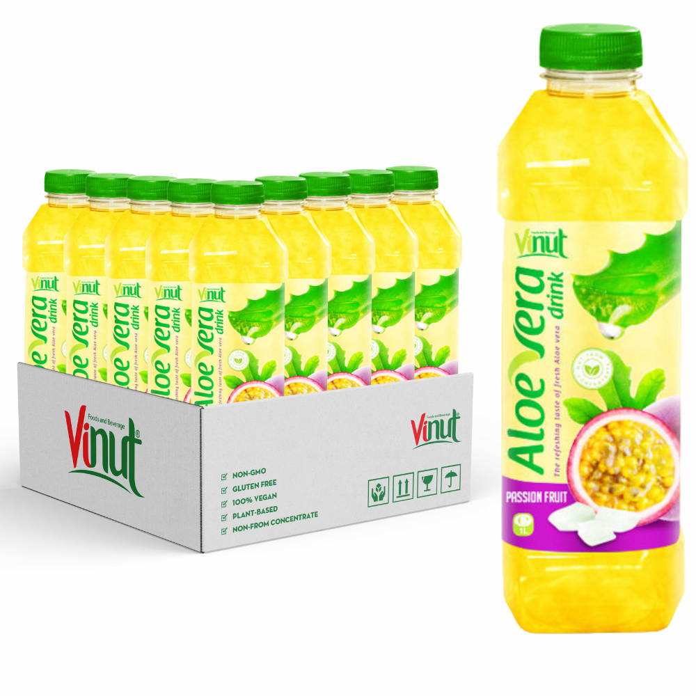 Passion Juice Flavor _ 100_ Natural Aloe Vera _ 1 Litter Drink Water Bottle