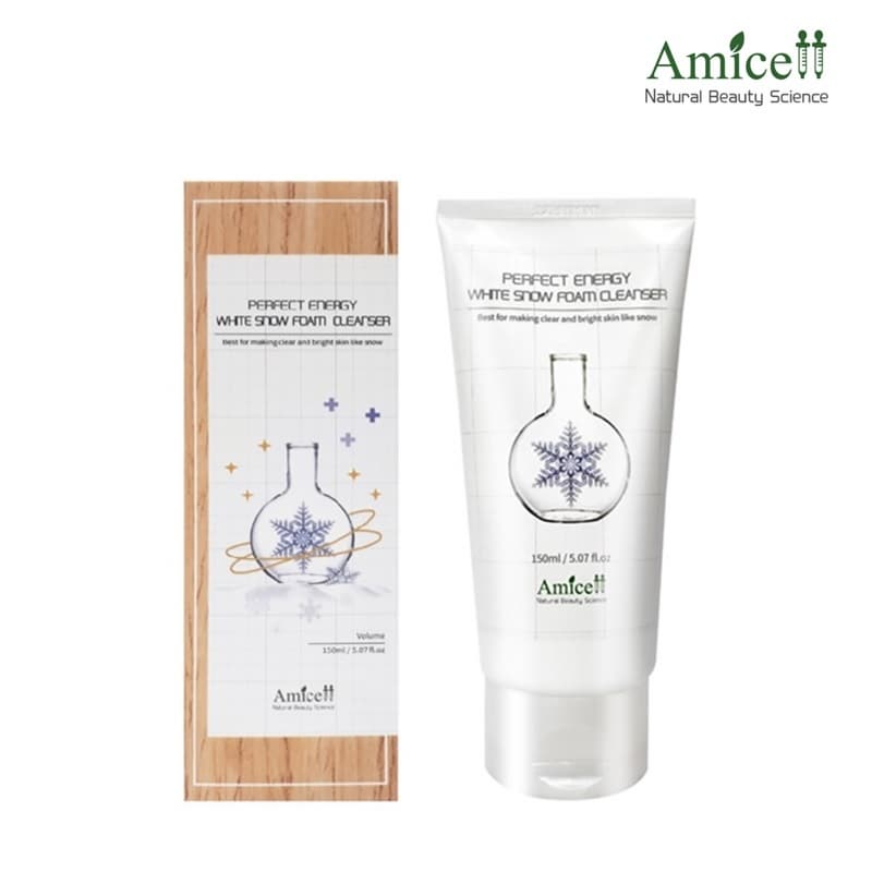 Amicell Skin Care Perfect Energy White Snow Whitening Brightening Foam Cleanser Facial Wash Cosmetic