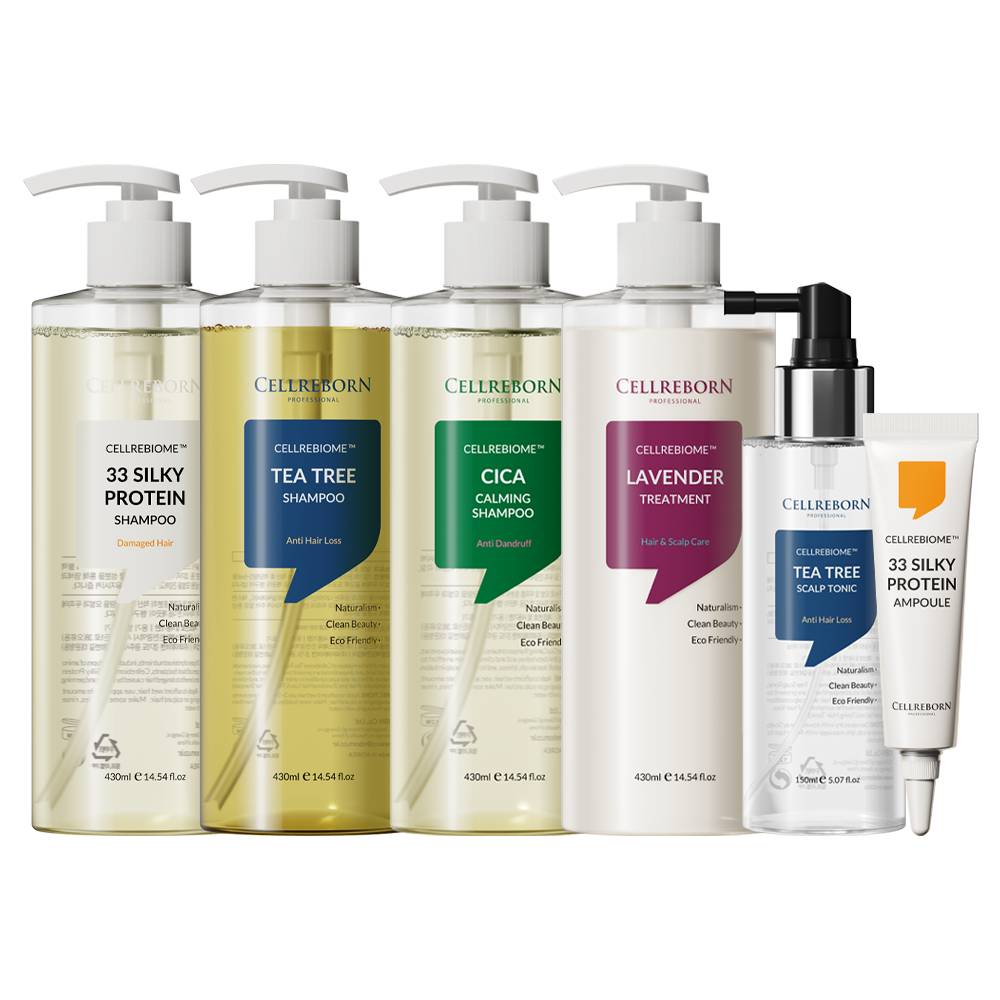 Cellreborn Cellrebiome Hair _ Scalp Care System _Shampoo_ Treatment_ Ampoule_