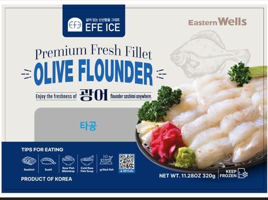 Frozen olive flounder fillets