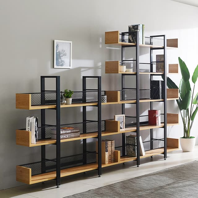 Modern furniture bookcase 5 Tier back mesh bookshelf