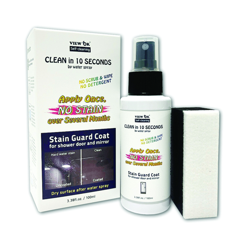 VIEW OK Anti-stain & Anti-fog for Bathroom Mirror and Shower booth and room (100ml)W+Pad