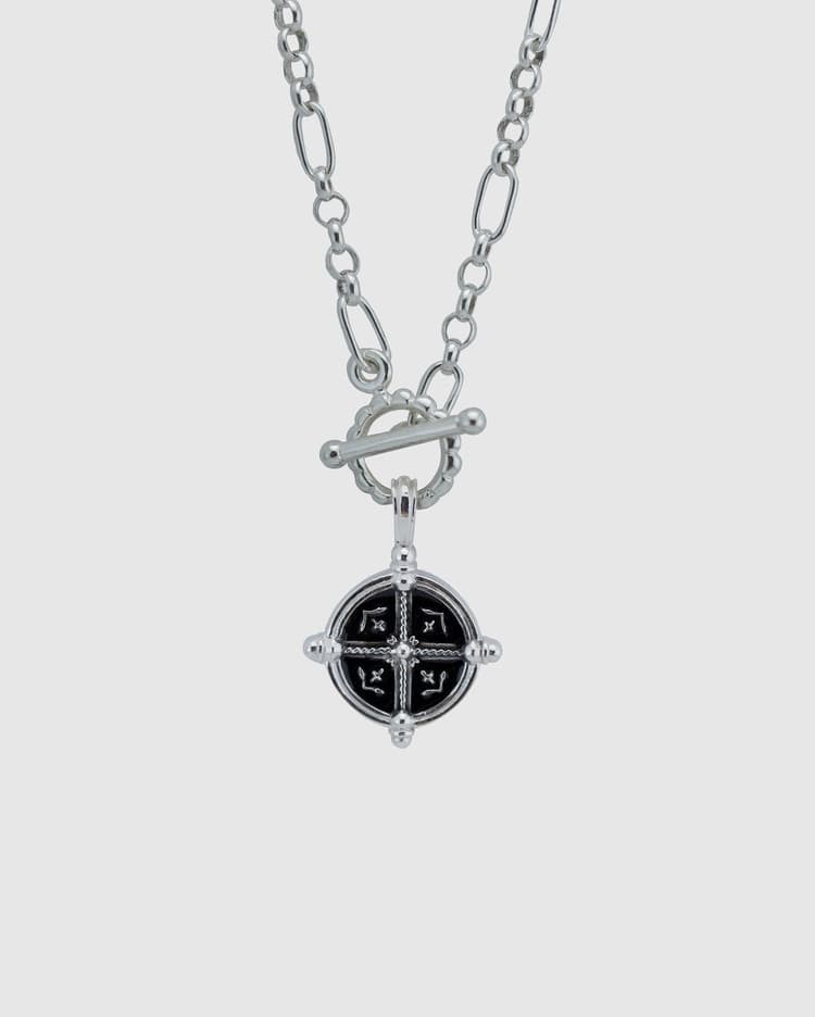 Cross Spring Necklace_ Black