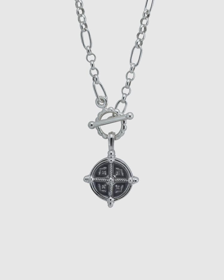 Cross Spring Necklace_ Gray