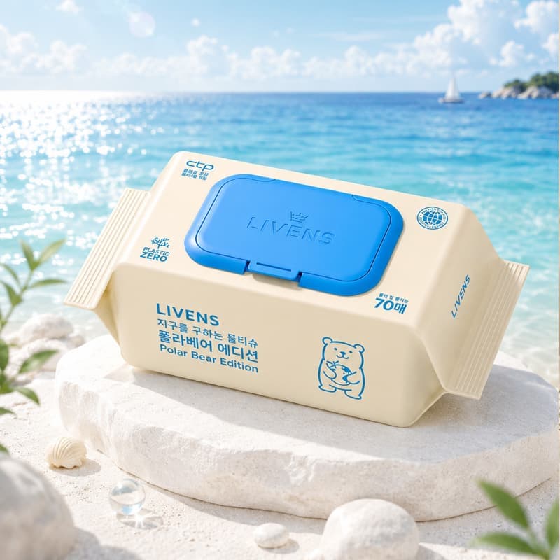 Livens Eco_friendly Wipes Polar Bear Flushable