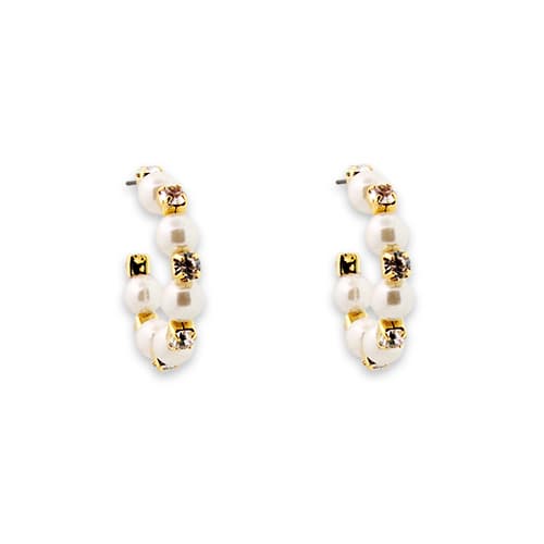 Pearl Zirconia Hoop earrings Fashion Jewelry Gold plated