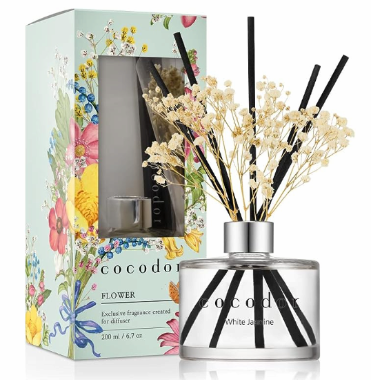 COCODOR Preserved Flower Reed Diffuser 200ml_White Jasmine