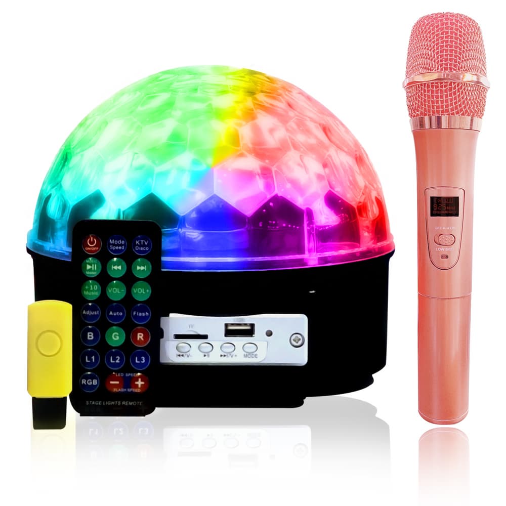 1 Wireless Karaoke Microphone_ LED DiscoBall DJ light