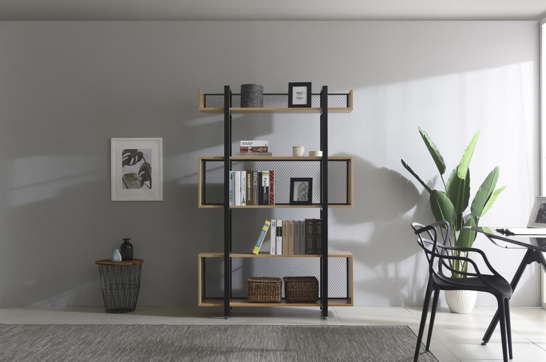 Modern furniture bookcase W1600 5 Tier squared bookshelf
