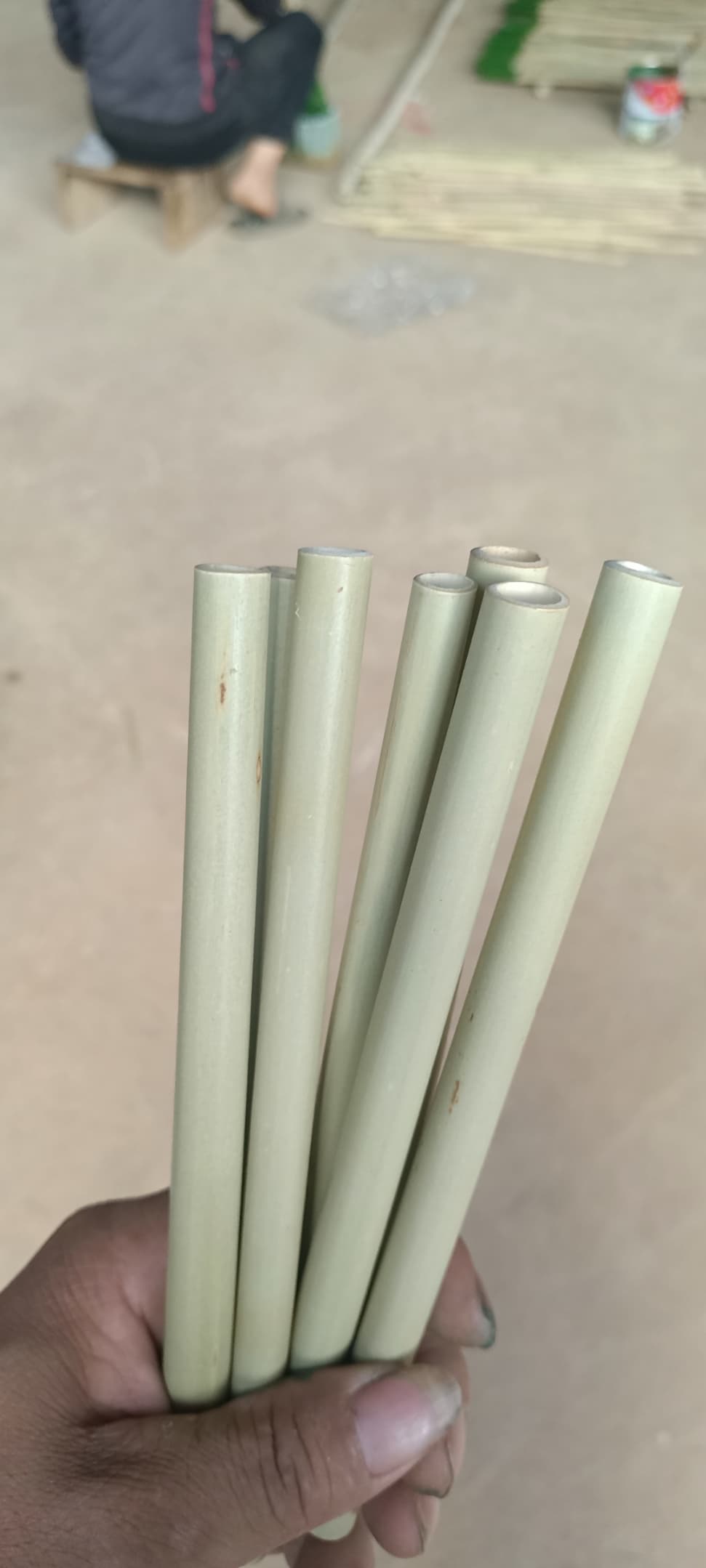 Bamboo drinking straws reusable natural bright green color cheap price from Vietnam factory
