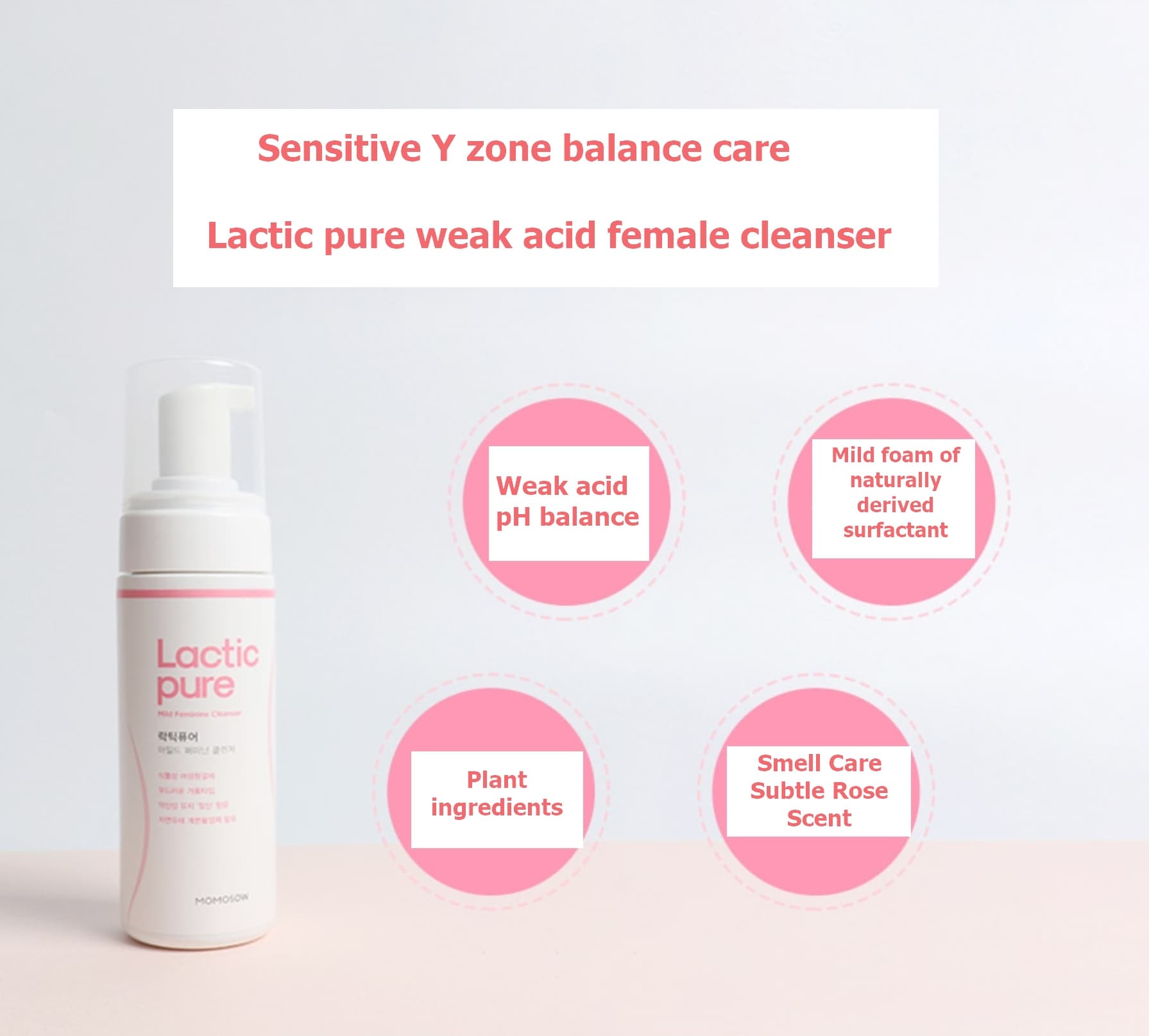 Lactic pure weak acid feminine cleanser