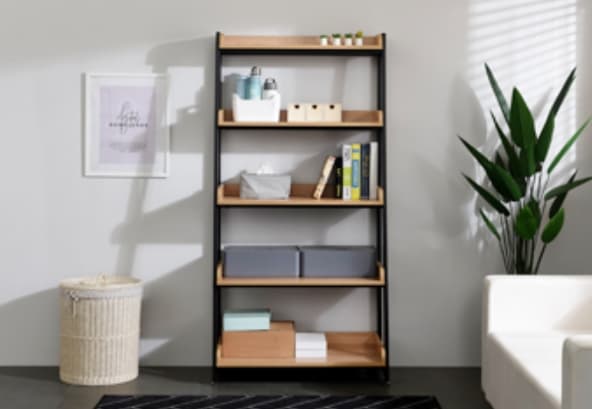 Modern furniture bookcase W800 5_Tier ladder bookshelf