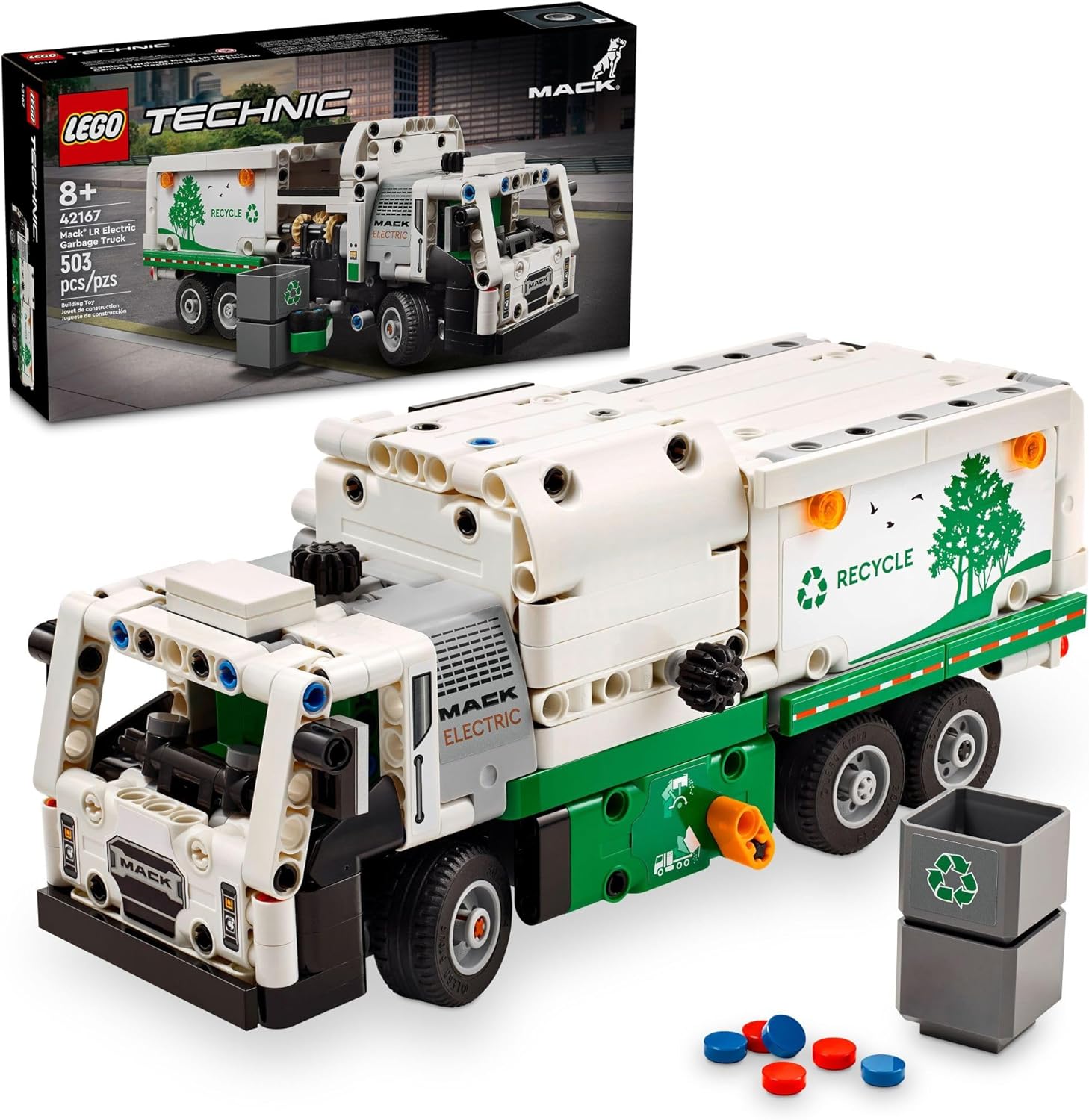 LEGO Technic Mack LR Electric Garbage Truck Toy_ Buildable Kids Truck for Pretend Play_ Great Gift