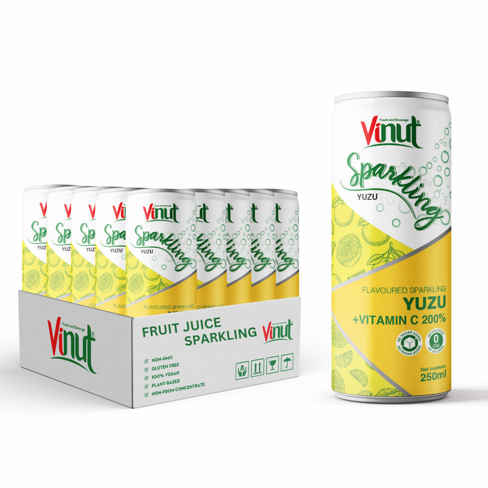 Wholesale Soft Drink Vietnam_Private Label _ 250ml Natural Yuzu Fruit Juice Sparkling Water