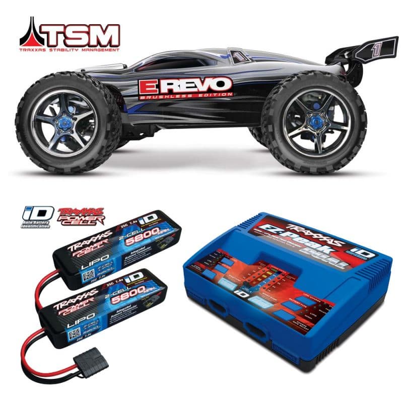 Traxxas 1_10 E_Revo Brushless 4WD RTR EZ_Peak Charger and Tw
