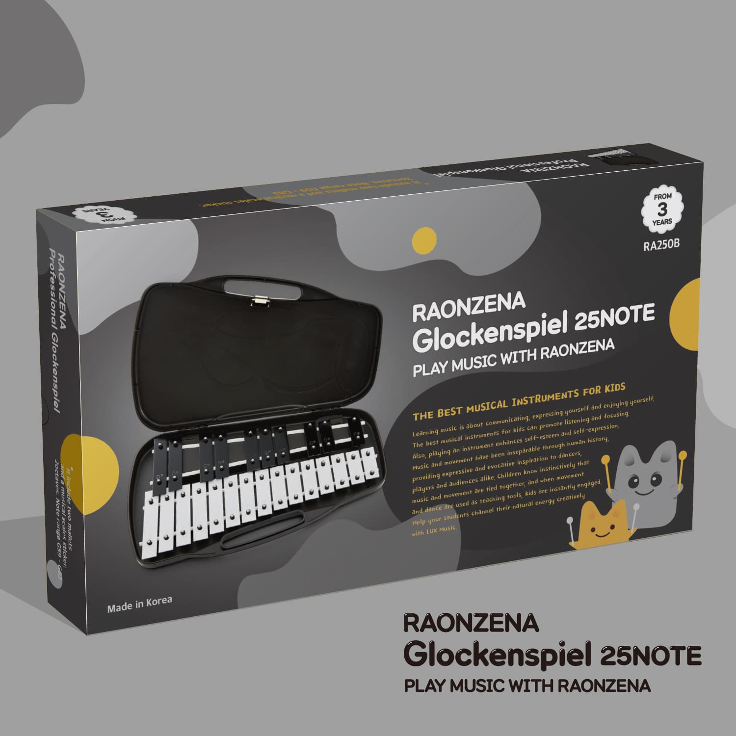RAONZENA Glockenspiel 25 note black _ white