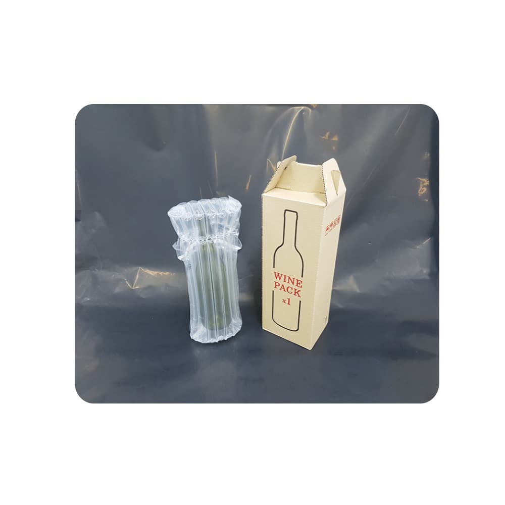 Strong Robust Single Wine Bottle Inflatable Air protective packing with Carton Box