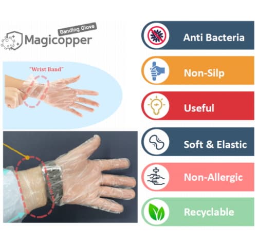 Anti_microbial wrist banding PE Glove
