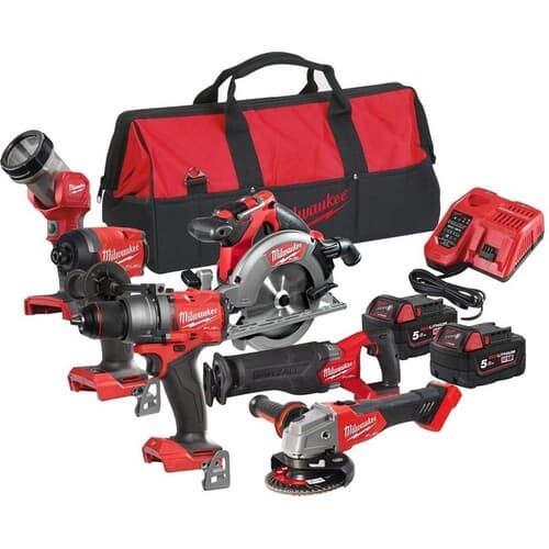 Milwaukee M18 FPP5M502B 6 Piece M18 FUEL Cordless Pack Power Tool Kit