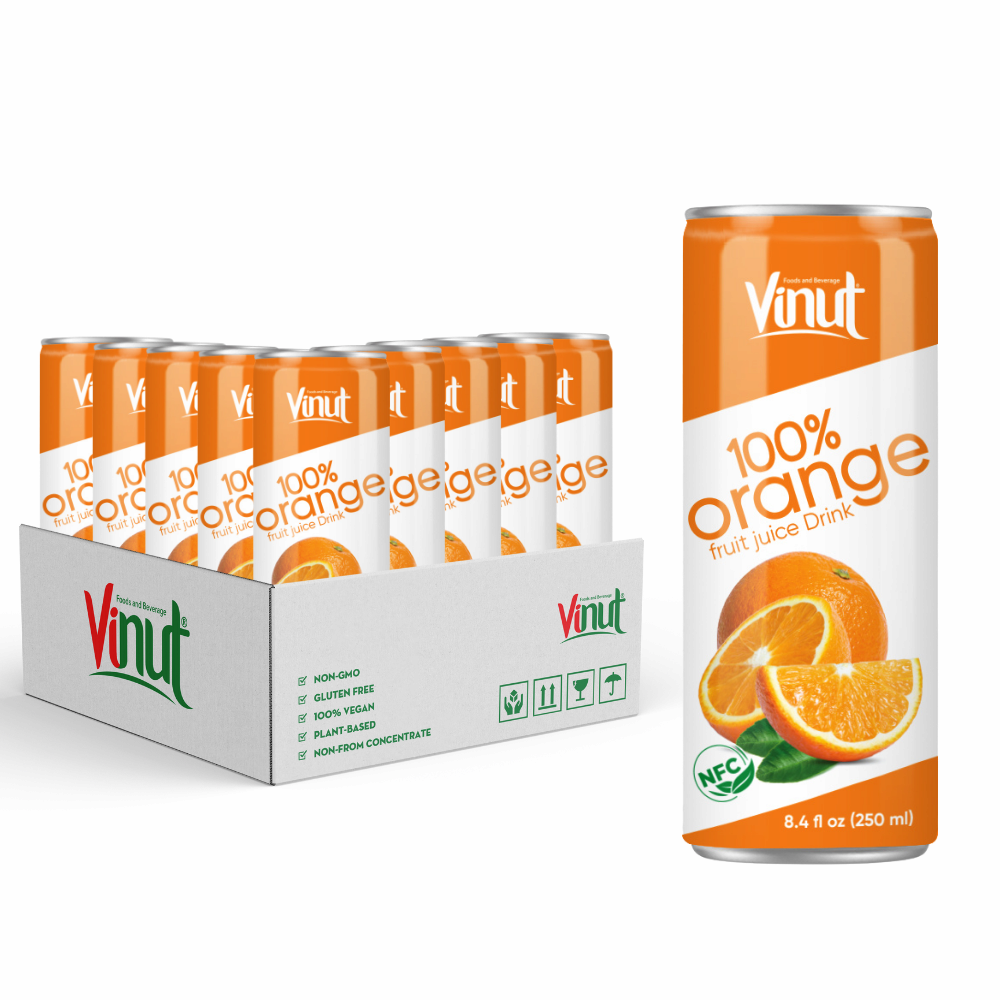 250ml Orange Fruit Juice Water Canned Drink 100_ Natural _ Private Label_Wholesale Beverage