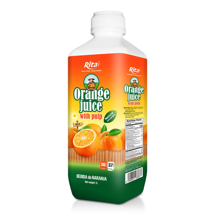 Natural And Pure 1L PP Bottle Orange Juice With Pulp Drink