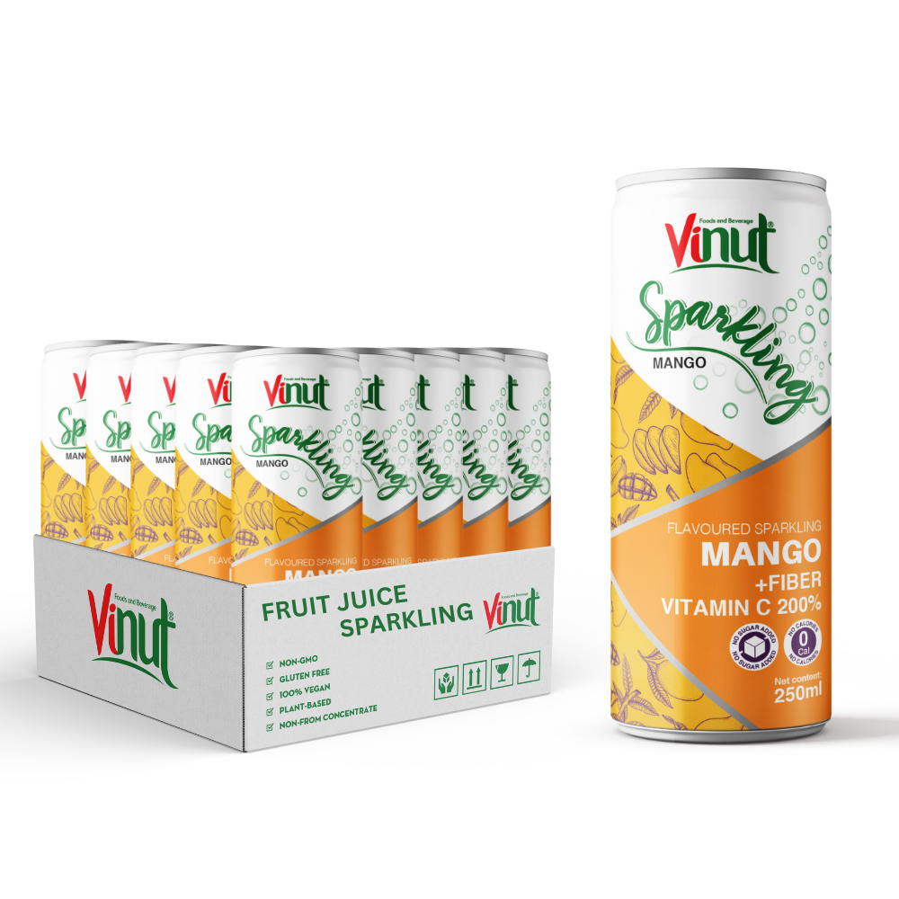 Private Label_Wholesale Beverage _ _8_5fl Oz_250ml Mango Fruit Juice Sparkling Water Can Drink