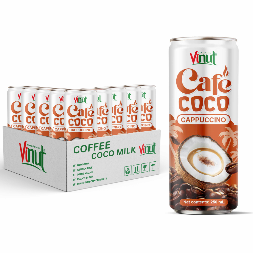 Wholesale Beverage_Private Label _ Coconut Milk Cappuccino Arabica Coffee Drink 250ml_ 24Cans_Pack