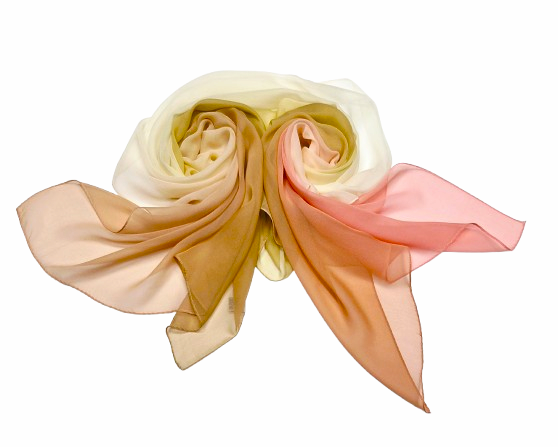 8mm Peach Cream Border Ombre Scarf 3767180
