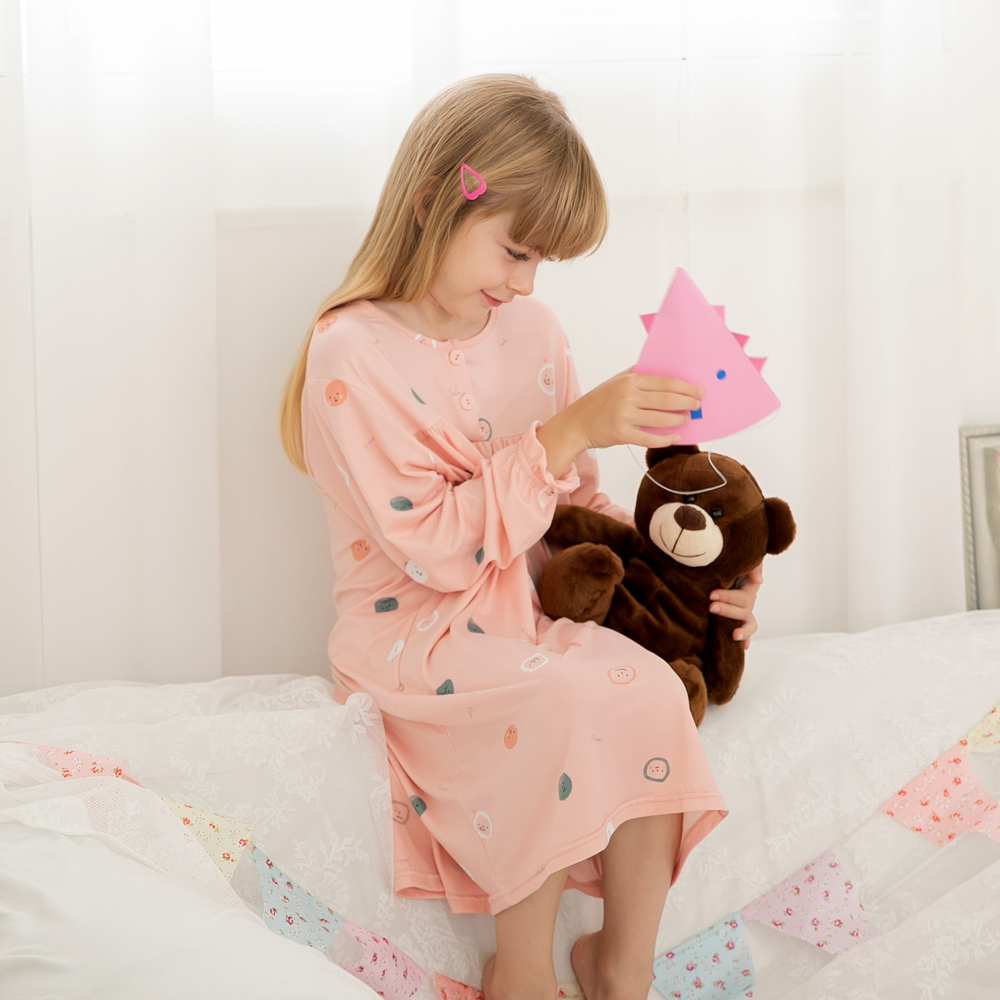 Peach napping Children_s Pajamas Happy face