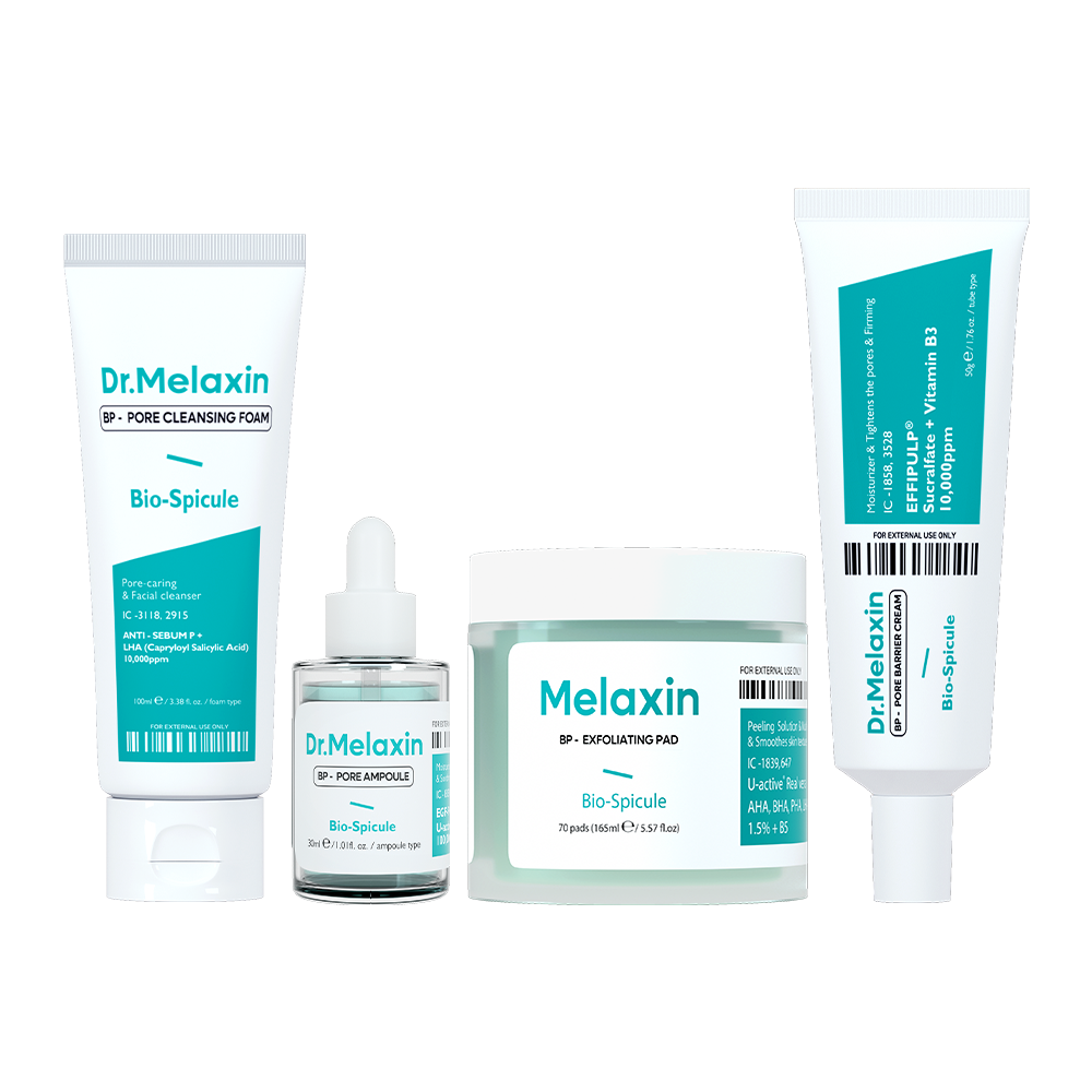 Dr_ Melaxin BP Pore Skin Care Set _Amploule_ Cream_ Cleansing Form_ Exfoliating Pad_