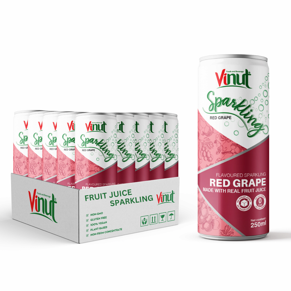 Marketing Support _ 250ml Red Grape Fruit Juice Sparkling Water _ Wholesale Soft Drink Vietnam