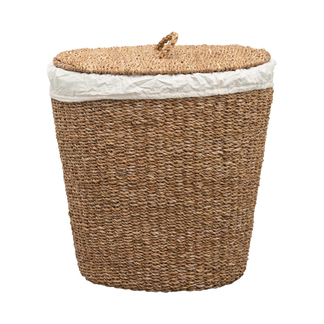 Seagrass Laundry Basket with Lid_ Wicker Storage Basket