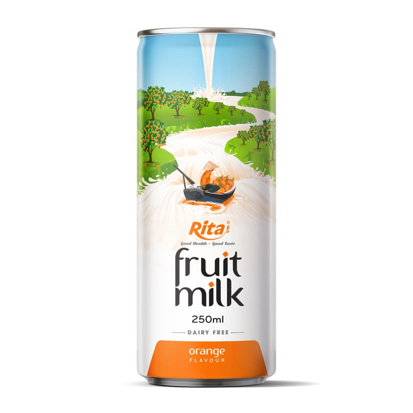 250ml Canned Orange Fruit milk healthy Drink from RITA beverage vietnam