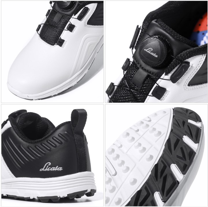 Licata_ Ondas Dial Men_s Spikeless Golf Shoes D37101 _Color_ Black _ White_ Size_ 265_