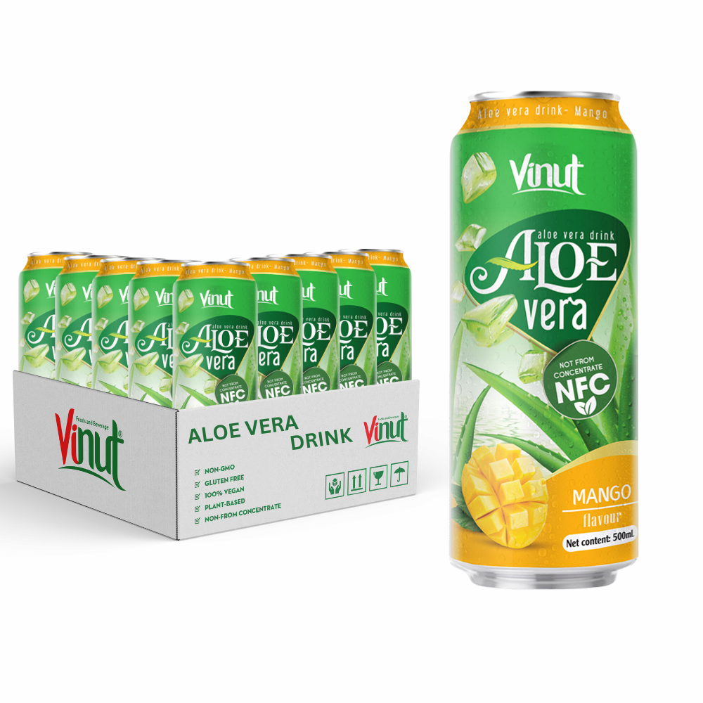 Natural Mango Flavor _ 100_ Pure Aloe Vera 500ml Can Drink _ Wholesale Beverage_Private Label