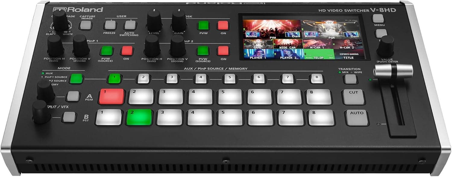 Roland V_8HD HD Video Switcher Streaming Mix 8 HDMI Sources 5_Layer Effects Multi_Viewer Display