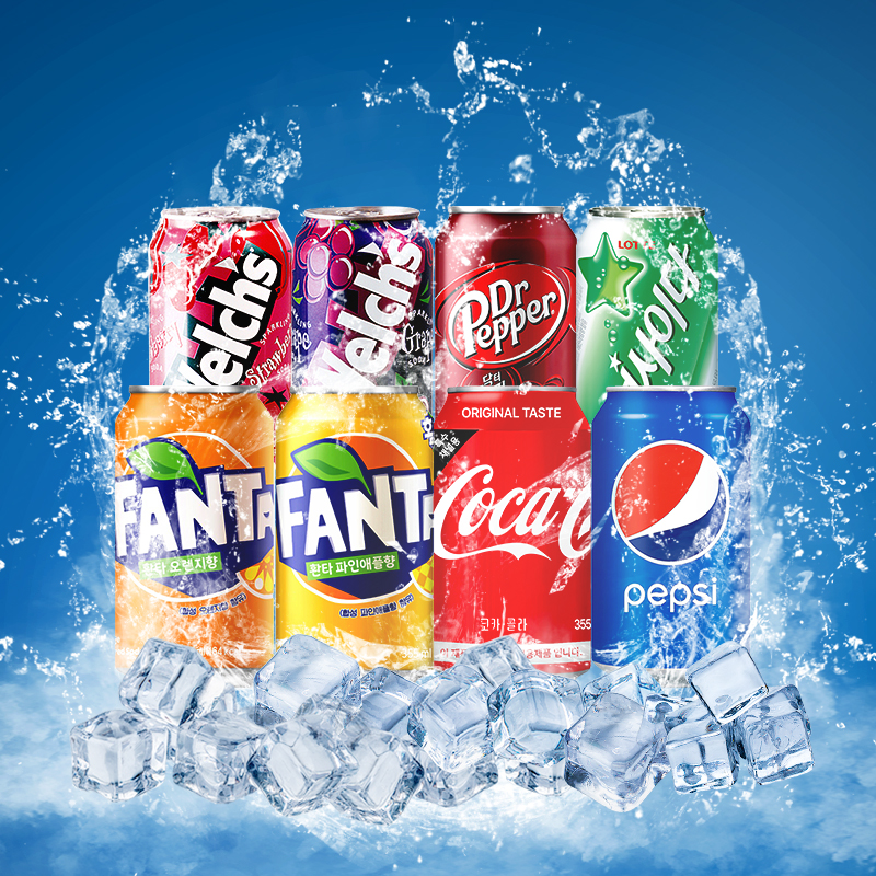 SODA DRINK 355ml 8 types _ Coca_cola_ Chilsung cider_ Dr_perper_ Fanta Orange_ Pepsi Cola_ Fanta etc