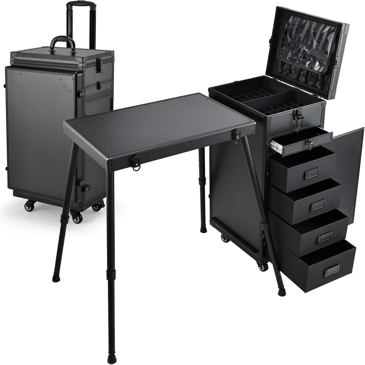 Joligrace Rolling Manicure Table 5 Drawers Cosmetology Technician Workstation Makeup Artist Trolley