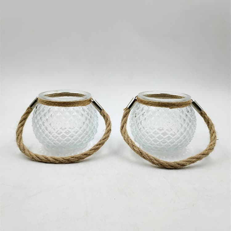 hemp rope handle glass candle holder | tradekorea