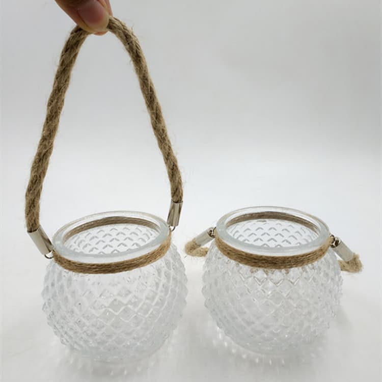hemp rope handle glass candle holder | tradekorea