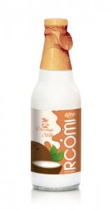 Young Coconut Water With Milk In Glass Bottle