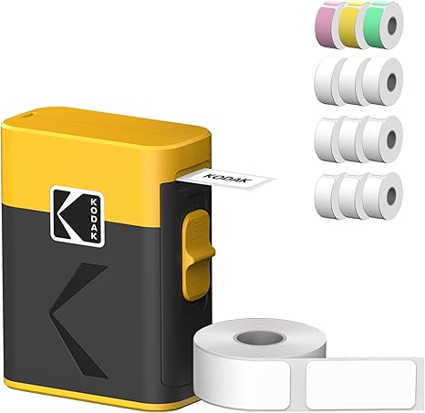 KODAK Label ERA M50 Label Maker Machine Bundle_ Yellow _1 Roll Sticker Label _ 12 Rolls Set_